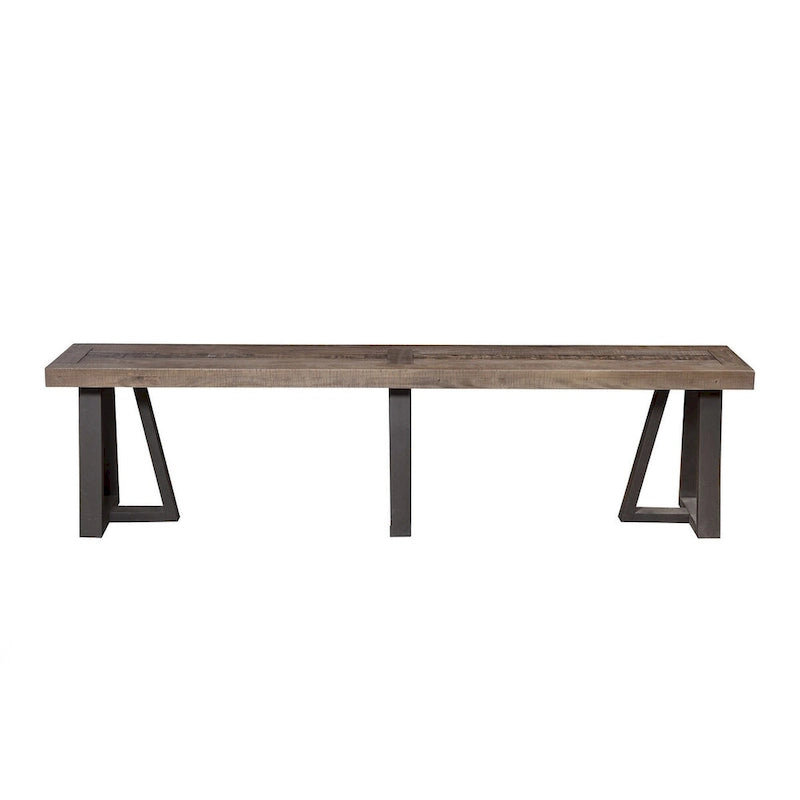 Panca da pranzo in legno massello anticato naturale e nero, 2-3 persone, 190,5 cm