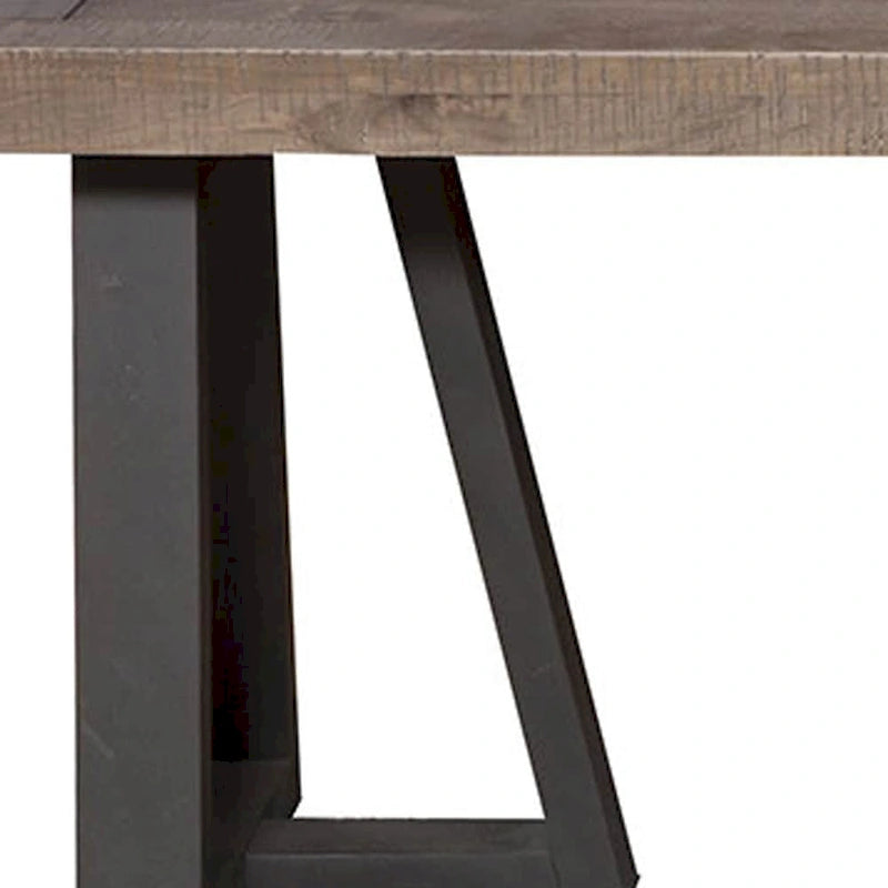 Panca da pranzo in legno massello anticato naturale e nero, 2-3 persone, 190,5 cm