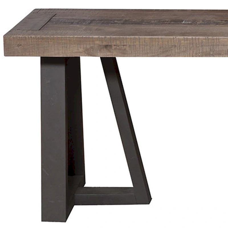 Panca da pranzo in legno massello anticato naturale e nero, 2-3 persone, 190,5 cm