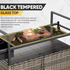 Tavolo Carrello Portagrill da Esterno in Rattan Marrone/Grigio con Ruote