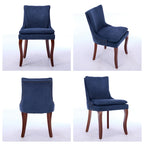 Sedia da pranzo imbottita, tessuto ciniglia, gambe in legno massello, set da 2 (Beige/Blu/Grigio)