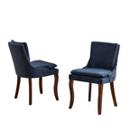 Sedia da pranzo imbottita, tessuto ciniglia, gambe in legno massello, set da 2 (Beige/Blu/Grigio)