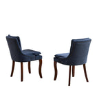 Sedia da pranzo imbottita, tessuto ciniglia, gambe in legno massello, set da 2 (Beige/Blu/Grigio)