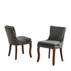Sedia da pranzo imbottita, tessuto ciniglia, gambe in legno massello, set da 2 (Beige/Blu/Grigio)