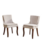 Sedia da pranzo imbottita, tessuto ciniglia, gambe in legno massello, set da 2 (Beige/Blu/Grigio)