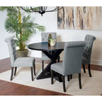 Set tavolo da pranzo rotondo blu/beige/nero/viola, sedie trapuntate, 4 posti