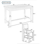 Set da pranzo a 5 pezzi in legno naturale lavato, altezza bancone, per 4 persone