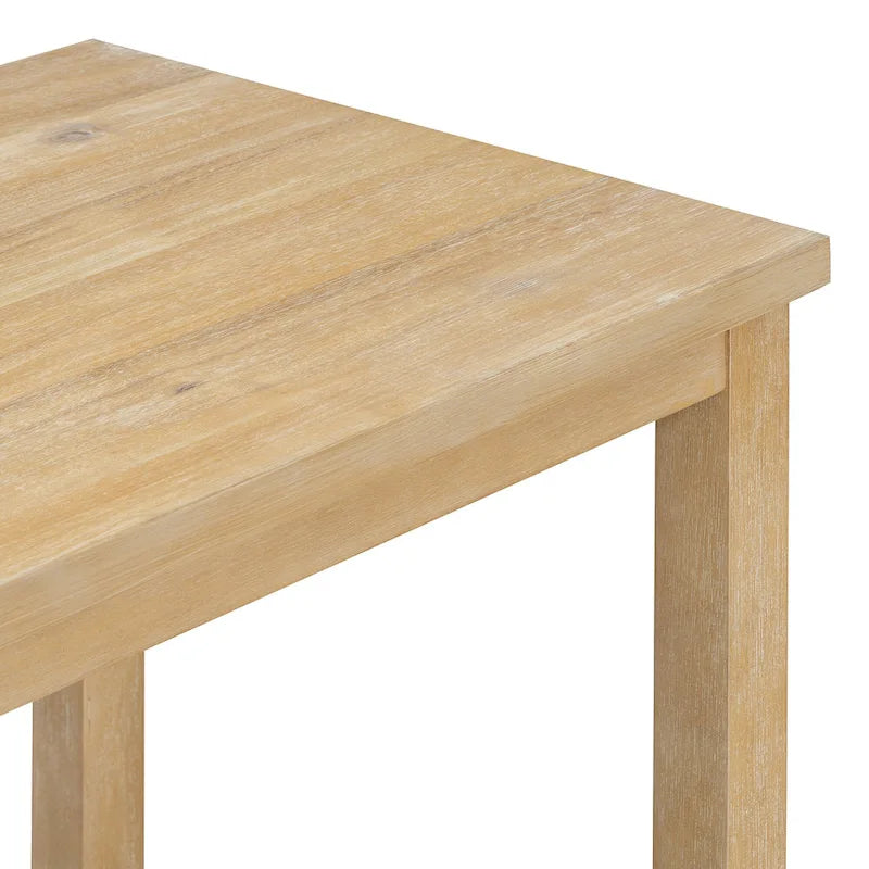 Set da pranzo a 5 pezzi in legno naturale lavato, altezza bancone, per 4 persone