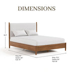 Set letto a piattaforma in 3 pezzi in bouclé noce e beige – Queen / King