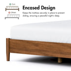 Set letto a piattaforma in 3 pezzi in bouclé noce e beige – Queen / King