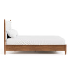 Set letto a piattaforma in 3 pezzi in bouclé noce e beige – Queen / King