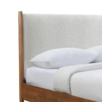 Set letto a piattaforma in 3 pezzi in bouclé noce e beige – Queen / King