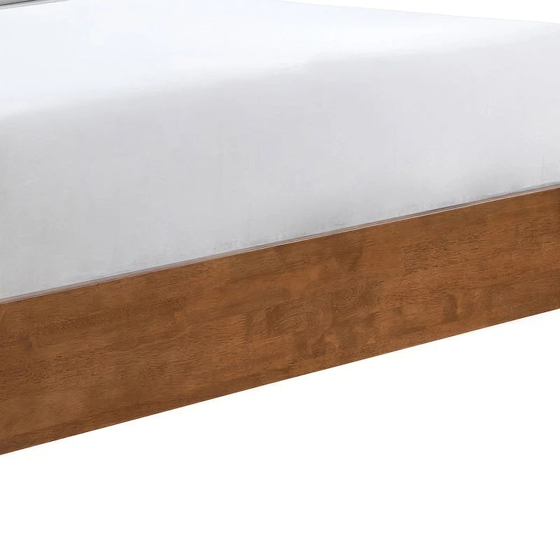 Set letto a piattaforma in 3 pezzi in bouclé noce e beige – Queen / King