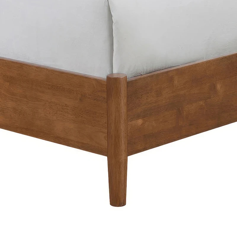 Set letto a piattaforma in 3 pezzi in bouclé noce e beige – Queen / King