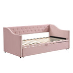 Daybed in velluto con letto estraibile a scomparsa – Grigio / Rosa / Beige, 1-2 posti letto