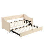 Daybed in velluto con letto estraibile a scomparsa – Grigio / Rosa / Beige, 1-2 posti letto