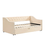 Daybed in velluto con letto estraibile a scomparsa – Grigio / Rosa / Beige, 1-2 posti letto