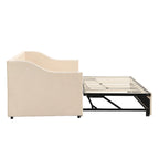 Daybed in velluto con letto estraibile a scomparsa – Grigio / Rosa / Beige, 1-2 posti letto