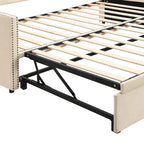 Daybed in velluto con letto estraibile a scomparsa – Grigio / Rosa / Beige, 1-2 posti letto