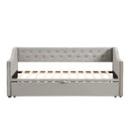 Daybed in velluto con letto estraibile a scomparsa – Grigio / Rosa / Beige, 1-2 posti letto
