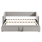 Daybed in velluto con letto estraibile a scomparsa – Grigio / Rosa / Beige, 1-2 posti letto