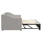 Daybed in velluto con letto estraibile a scomparsa – Grigio / Rosa / Beige, 1-2 posti letto