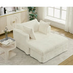 Chaise longue con ottomana in velluto a coste grigio scuro/beige/grigio chiaro, 1 posto