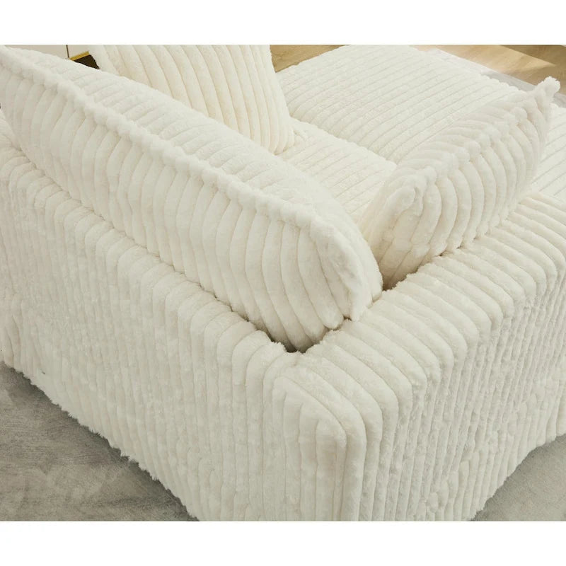 Chaise longue con ottomana in velluto a coste grigio scuro/beige/grigio chiaro, 1 posto