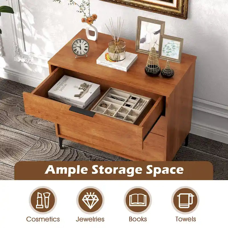 Cassettiera marrone a 3 cassetti | Stile Mid-Century | Per 1