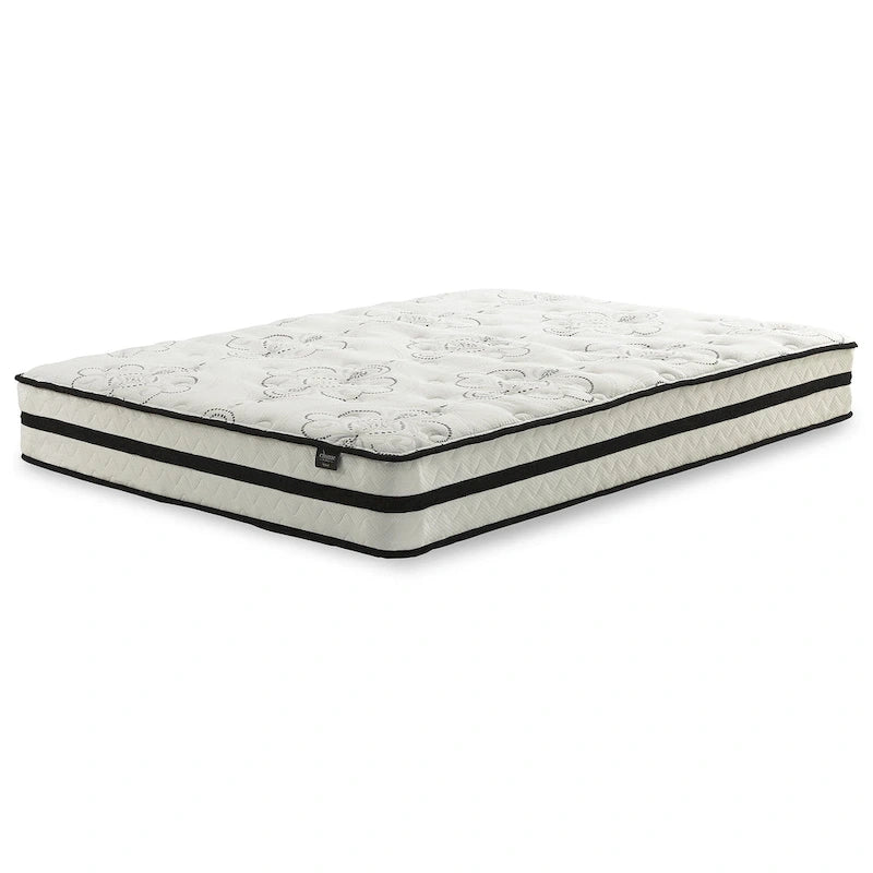 Set materasso ibrido 2 pezzi da 10 pollici e base regolabile in bianco e nero (1-2 persone)
