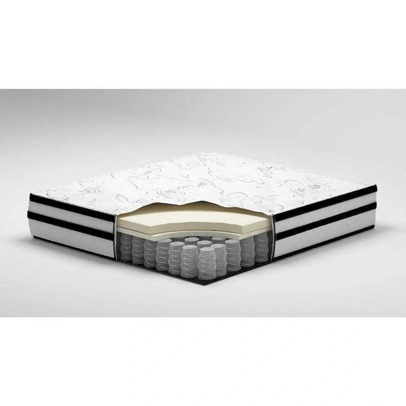 Set materasso ibrido 2 pezzi da 10 pollici e base regolabile in bianco e nero (1-2 persone)