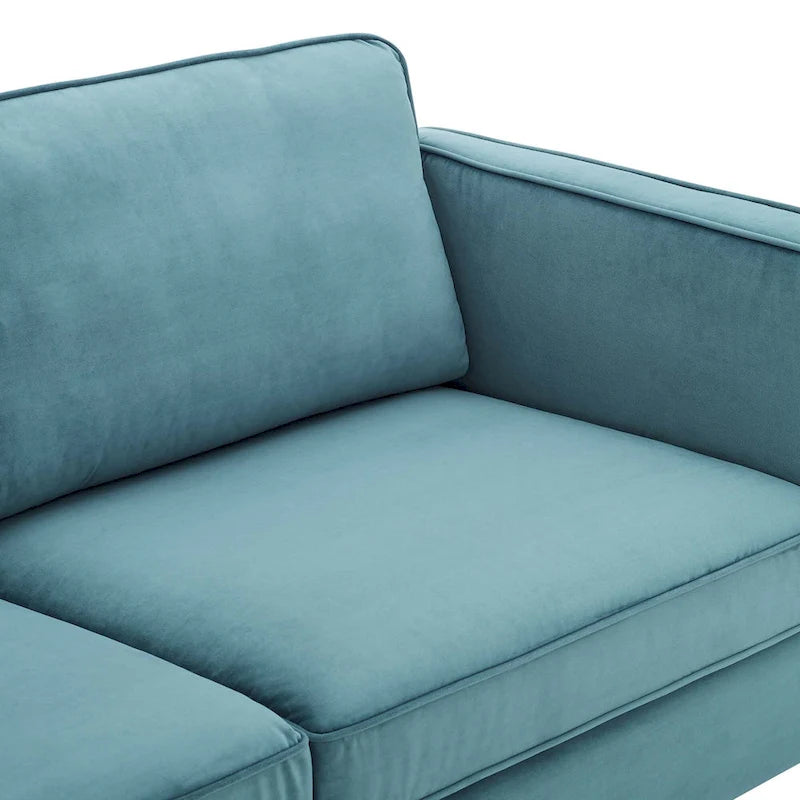 Divano a 3 posti in velluto Performance, stile Mid-Century – Blu notte / Antracite / Beige / Cognac