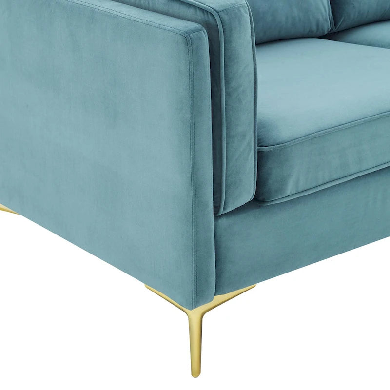 Divano a 3 posti in velluto Performance, stile Mid-Century – Blu notte / Antracite / Beige / Cognac