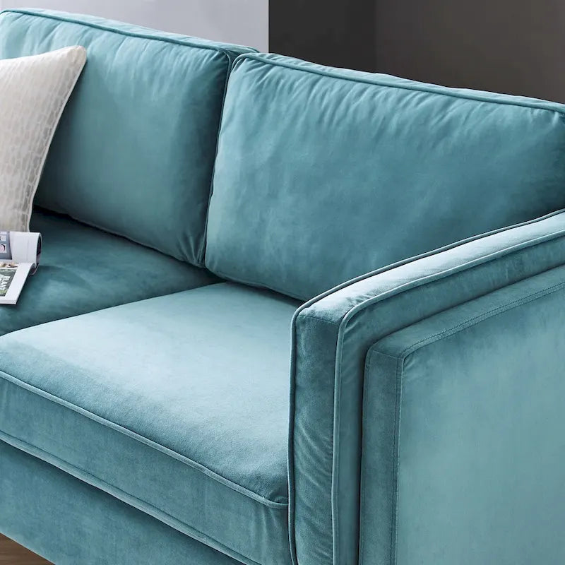 Divano a 3 posti in velluto Performance, stile Mid-Century – Blu notte / Antracite / Beige / Cognac