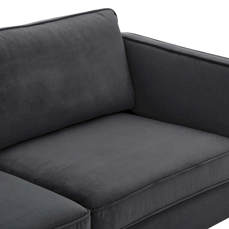 Divano a 3 posti in velluto Performance, stile Mid-Century – Blu notte / Antracite / Beige / Cognac