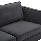 Divano a 3 posti in velluto Performance, stile Mid-Century – Blu notte / Antracite / Beige / Cognac