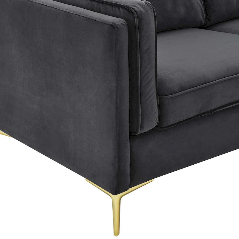 Divano a 3 posti in velluto Performance, stile Mid-Century – Blu notte / Antracite / Beige / Cognac