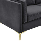 Divano a 3 posti in velluto Performance, stile Mid-Century – Blu notte / Antracite / Beige / Cognac