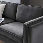 Divano a 3 posti in velluto Performance, stile Mid-Century – Blu notte / Antracite / Beige / Cognac