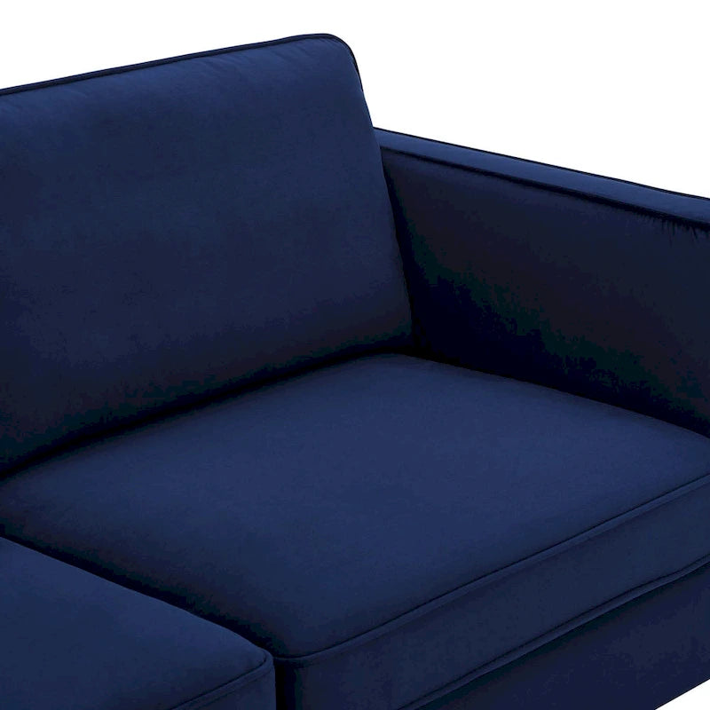 Divano a 3 posti in velluto Performance, stile Mid-Century – Blu notte / Antracite / Beige / Cognac