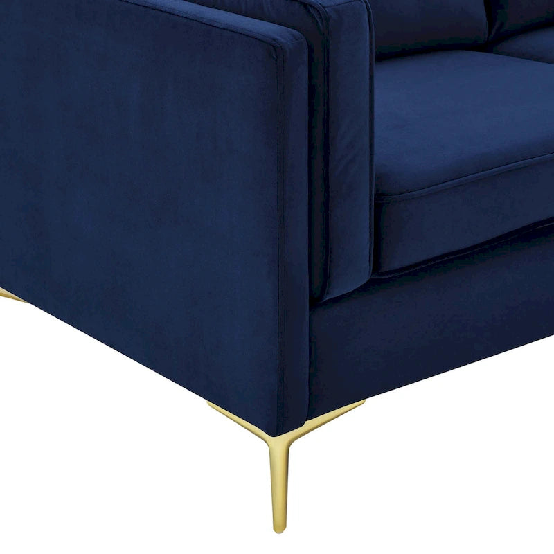 Divano a 3 posti in velluto Performance, stile Mid-Century – Blu notte / Antracite / Beige / Cognac