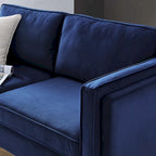 Divano a 3 posti in velluto Performance, stile Mid-Century – Blu notte / Antracite / Beige / Cognac