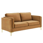 Divano a 3 posti in velluto Performance, stile Mid-Century – Blu notte / Antracite / Beige / Cognac
