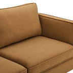 Divano a 3 posti in velluto Performance, stile Mid-Century – Blu notte / Antracite / Beige / Cognac