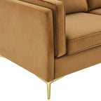 Divano a 3 posti in velluto Performance, stile Mid-Century – Blu notte / Antracite / Beige / Cognac
