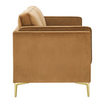 Divano a 3 posti in velluto Performance, stile Mid-Century – Blu notte / Antracite / Beige / Cognac