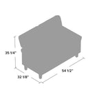 Divanetto in lino con braccioli svasati, 2 posti – Grigio chiaro / Grigio scuro / Beige