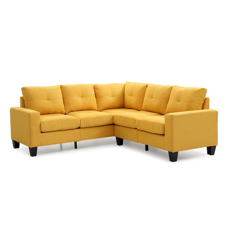 Divano sezionale a L in 2 pezzi nero/giallo/verde acqua/arancione/grigio, 5 posti