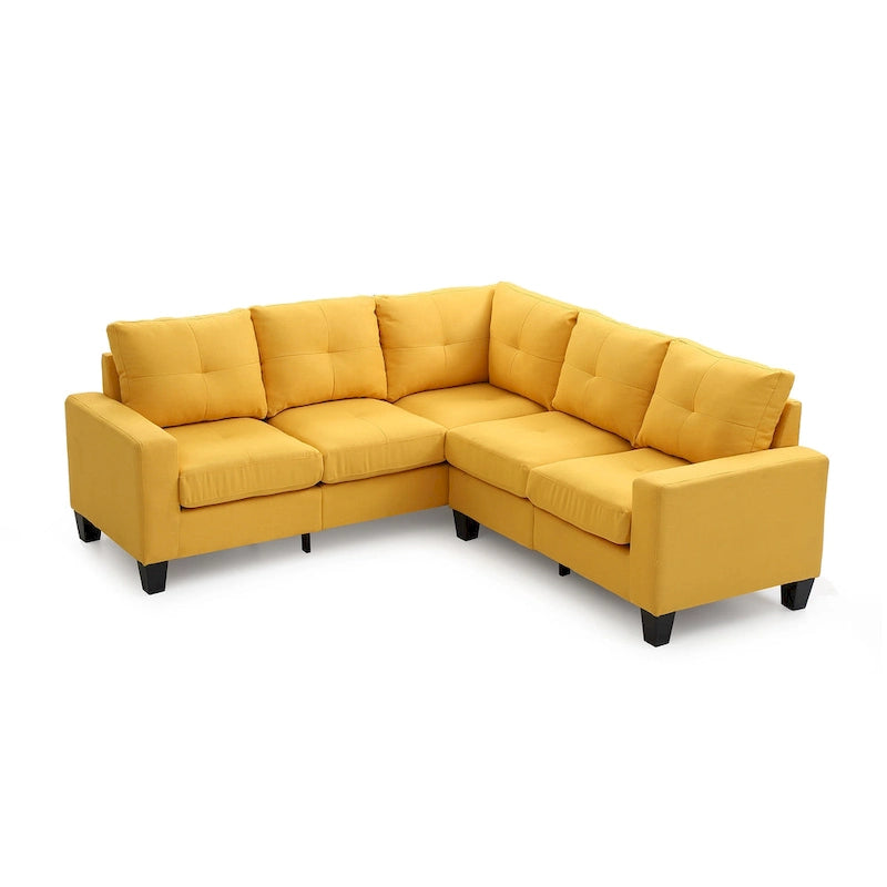 Divano sezionale a L in 2 pezzi nero/giallo/verde acqua/arancione/grigio, 5 posti