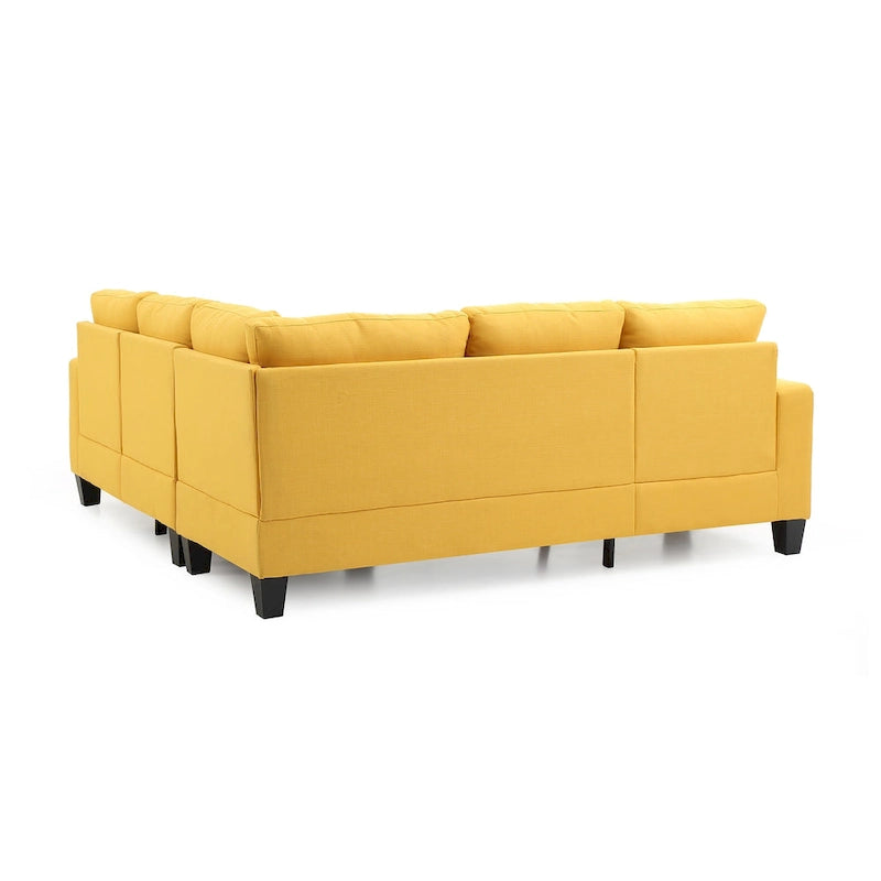 Divano sezionale a L in 2 pezzi nero/giallo/verde acqua/arancione/grigio, 5 posti